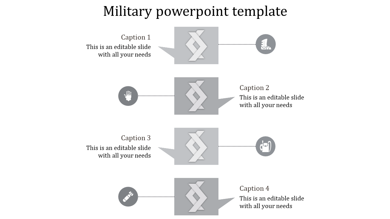 Chain Military PowerPoint Template-4 Grey Presentation